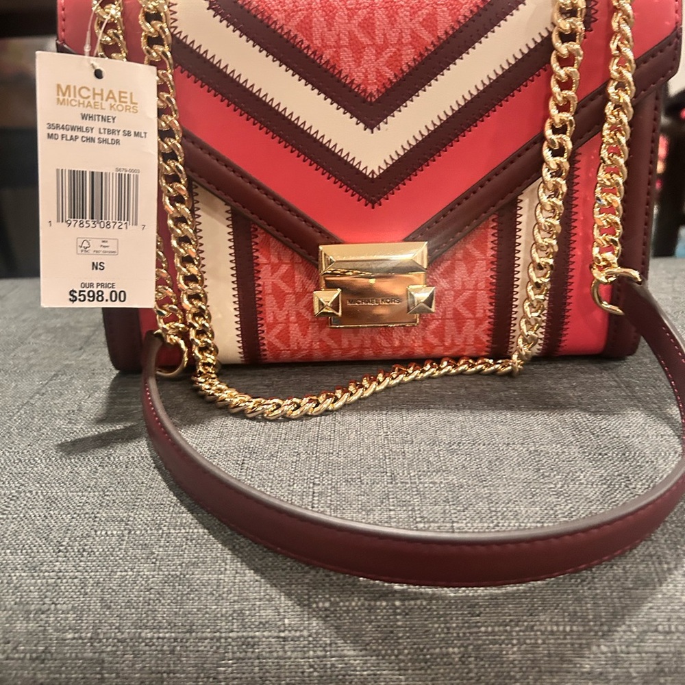 Michael Kors Red and Brown Crossbody Bag - Picture 4 of 4